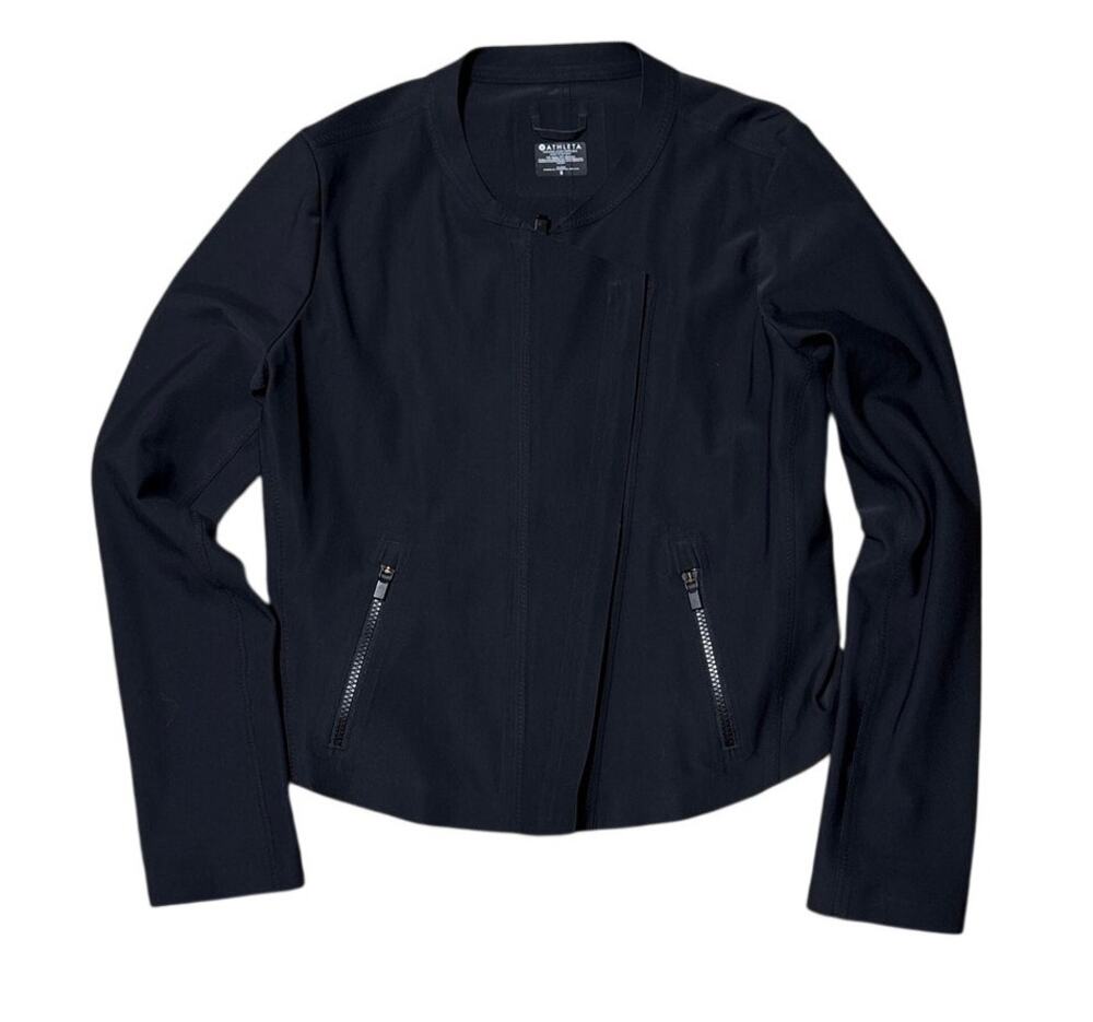 Athleta Stellar Asymmetrical Zip Moto Jacket Black Size S